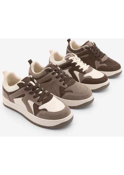 Kadın Sneaker Yüksek Taban Spor Ayakkabı Aryan Kahve