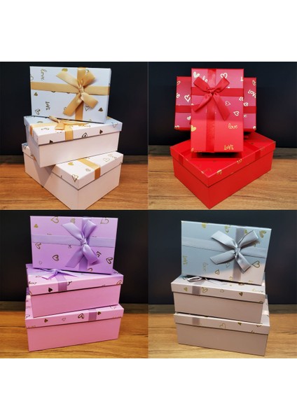 çınar ticaret 3&apos;lü dikdörtgen hediye kutusu