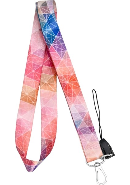 Geometrik Desen Temalı Çok Renkli Boyun Askı Ipi (A85)
