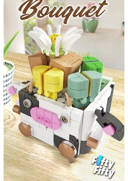 Panlos Mini Potted Plant Serisi Inek Figürü 341 Parça Oyuncak Yapım Seti -FFP655012 modelleri