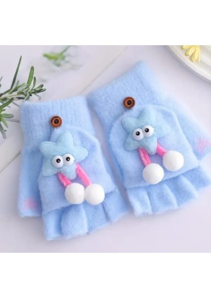 Yıldız Desenli Kapaklı Kız Çocuk Peluş Parmaksız Eldiven fiyatları