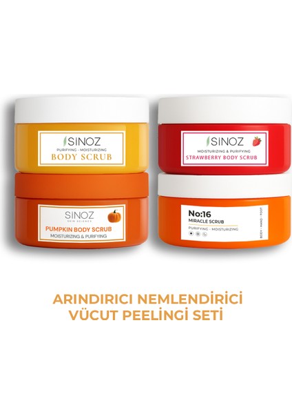 Arındırıcı ve Nemlendirici Vücut Peeling 4'lü Seti