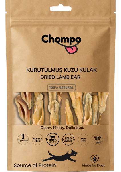 Kurutulmuş Kuzu Kulak Köpek Ödülü 100 gr