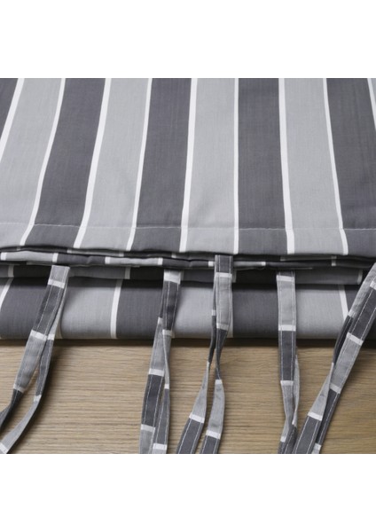 Siyah Gri Çizgili Su Geçirmez Kornişli Bağcıklı Balkon Perdesi Güneşlik Branda Enxboy fiyatları
