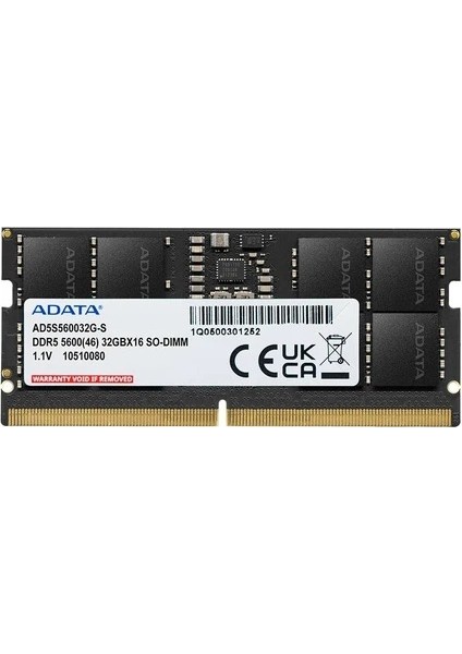 çınar ticaret adata 8gb ddr5 5600mhz 62pın 1.1v notebook ram