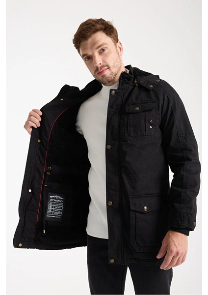 Erkek Siyah Gabardin Su Geçirmez Kaban