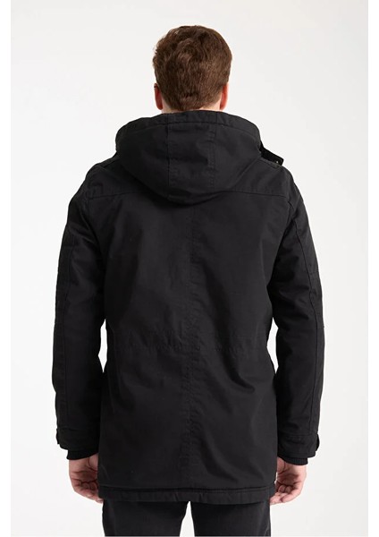 Erkek Siyah Gabardin Su Geçirmez Kaban