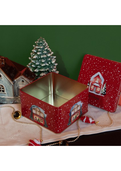 Home Yılbaşı Evi Kırmızı Metal Saklama Kutusu fiyatları