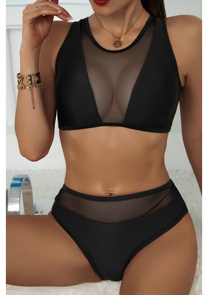 çınar ticaret kadın siyah tül detaylı yüksek bel sütyen takımı – modern, konforlu ve günlük kombinlere uygun