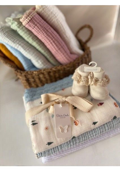 Organik 3’lü Set Müslin Örtü ve Pike Seti | %100 Pamuk, Oeko-Tex® Sertifikalı modelleri