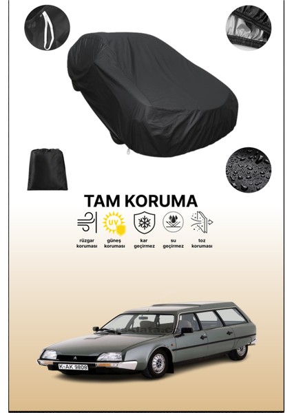 Siyah Citroen Cx 2 Break Uyumlu Araba Brandası, Koruyucu Örtü, Oto Branda