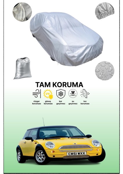 Gri Mini Cooper Hatch 2001 - 2006 Uyumulu Oto Branda, Araba Brandası, Koruyucu Örtü