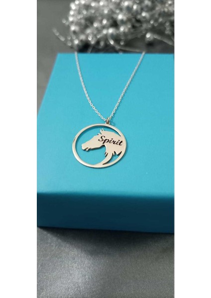 At Detaylı Isim Kolye Gümüş Kişiye Özel