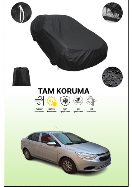 Siyah Chevrolet Sail 3 Uyumlu Araba Brandası, Koruyucu Örtü, Oto Branda