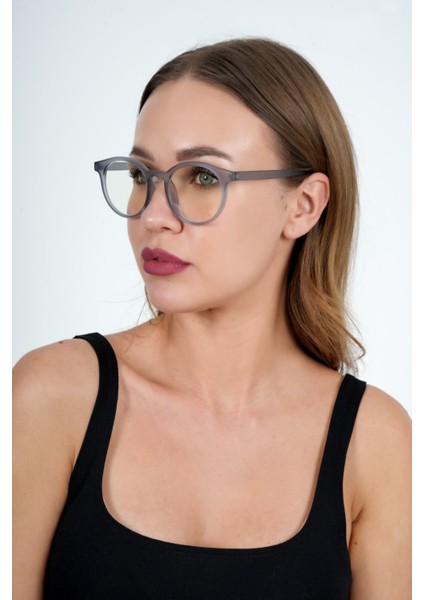 Yuvarlak Gri Olivier Philippe Mavi Işık Koruyucu Gözlük