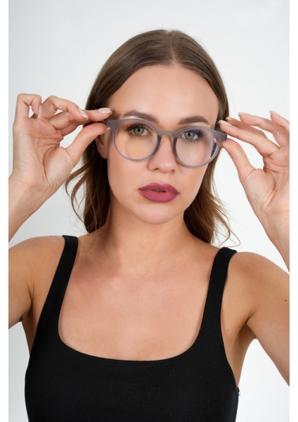 Yuvarlak Gri Olivier Philippe Mavi Işık Koruyucu Gözlük