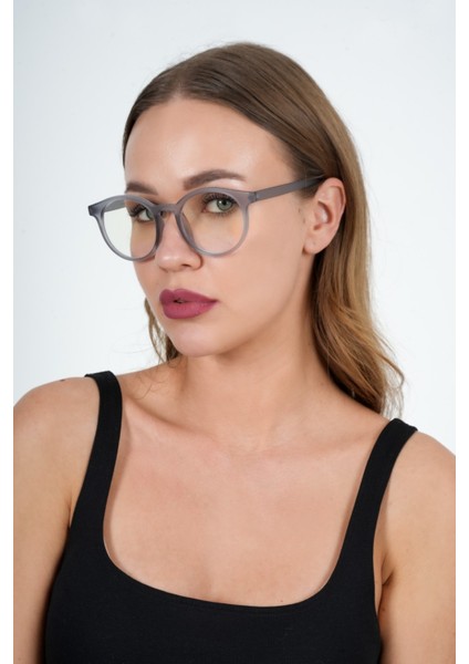 Yuvarlak Gri Olivier Philippe Mavi Işık Koruyucu Gözlük