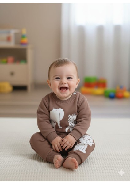 Laura Baby Safari Desenli Erkek Bebek Çocuk Alt Üst Eşofman Takımı fiyatları