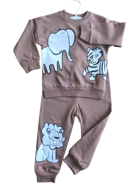 Laura Baby Safari Desenli Erkek Bebek Çocuk Alt Üst Eşofman Takımı fırsatları