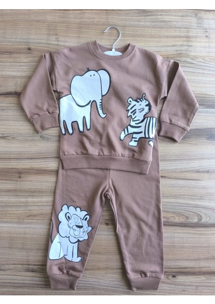Laura Baby Safari Desenli Erkek Bebek Çocuk Alt Üst Eşofman Takımı