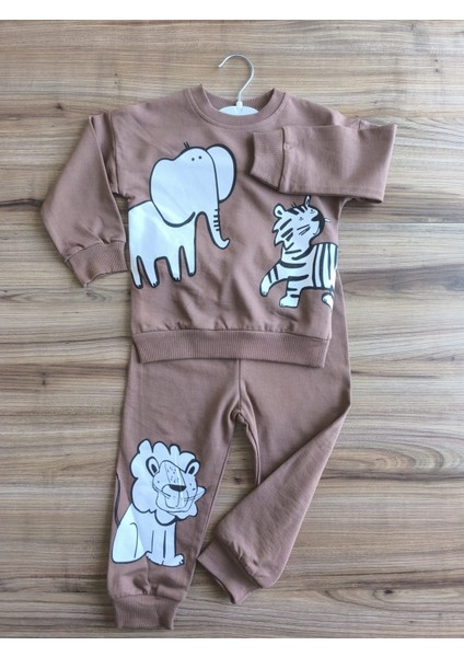 Laura Baby Safari Desenli Erkek Bebek Çocuk Alt Üst Eşofman Takımı