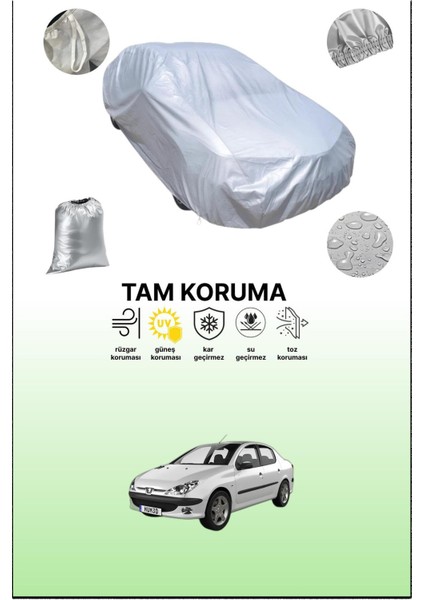 Gri Peugeot 206 Sedan 2006 - 2012 Uyumulu Oto Branda, Araba Brandası, Koruyucu Örtü