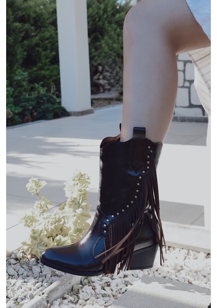 Acı Kahve Yanı Püsküllü Kovboy Çizme modelleri