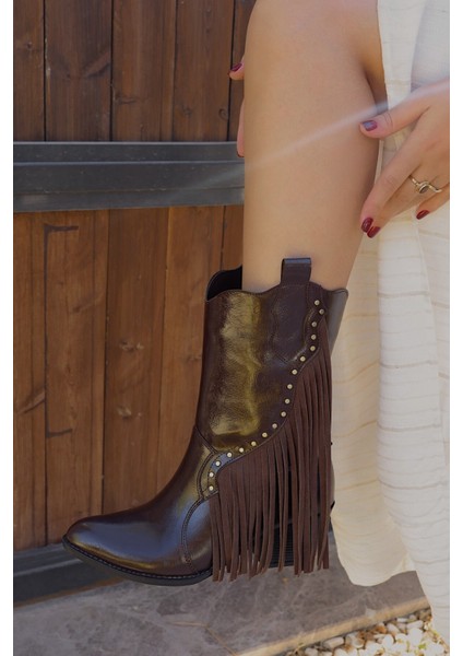 Acı Kahve Yanı Püsküllü Kovboy Çizme fırsatları