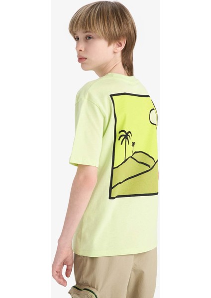 Erkek Çocuk Bisiklet Yaka Sırt Baskılı Kısa Kollu Tişört