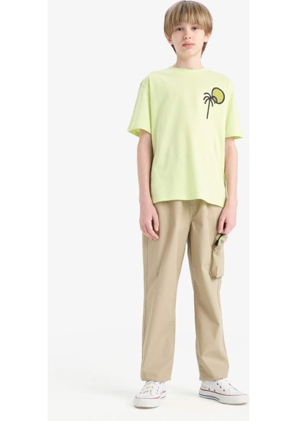 Erkek Çocuk Bisiklet Yaka Sırt Baskılı Kısa Kollu Tişört