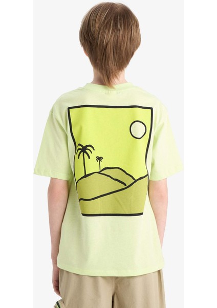 Erkek Çocuk Bisiklet Yaka Sırt Baskılı Kısa Kollu Tişört