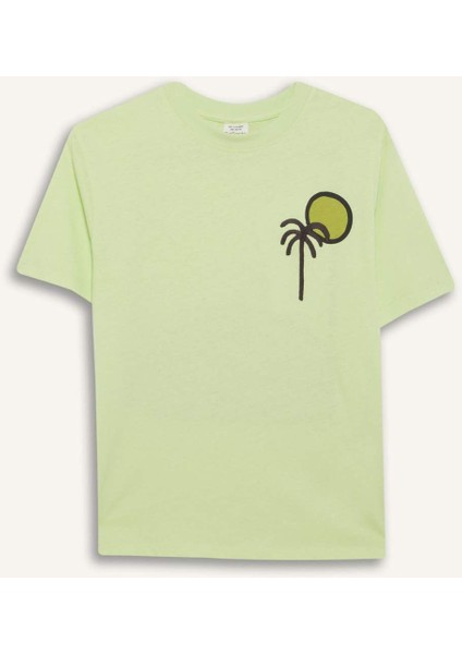 Erkek Çocuk Bisiklet Yaka Sırt Baskılı Kısa Kollu Tişört