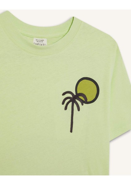 Erkek Çocuk Bisiklet Yaka Sırt Baskılı Kısa Kollu Tişört