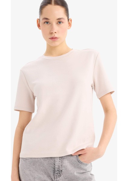 Regular Fit Bisiklet Yaka Basic Düz Kalın Kısa Kollu Tişört D7579AX25SP