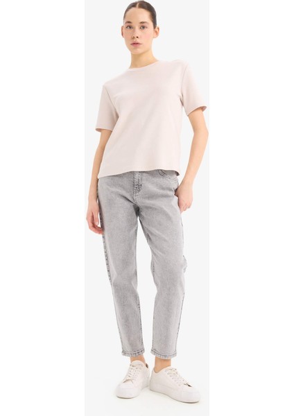 Regular Fit Bisiklet Yaka Basic Düz Kalın Kısa Kollu Tişört D7579AX25SP