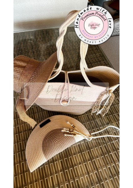 Vero 3lü Takım Plaj Çantası , El Çantası Clutch, Şapka, Totebag,çanta, Yazlık, Hediyelik,