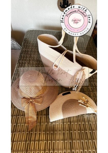 Vero 3lü Takım Plaj Çantası , El Çantası Clutch, Şapka, Totebag,çanta, Yazlık, Hediyelik, fırsatları