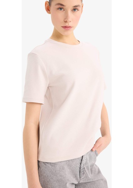 Regular Fit Bisiklet Yaka Basic Düz Kalın Kısa Kollu Tişört D7579AX25SP