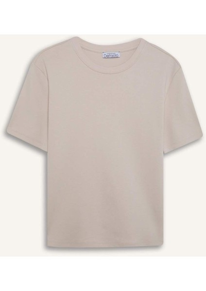 Regular Fit Bisiklet Yaka Basic Düz Kalın Kısa Kollu Tişört D7579AX25SP