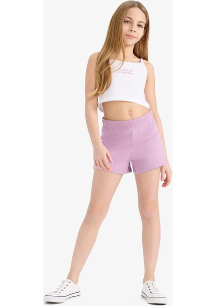 Kız Çocuk 2'li Takım Baskılı Atlet Beli Lastikli Şort