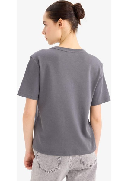 Regular Fit Bisiklet Yaka Basic Düz Kalın Kısa Kollu Tişört D7579AX25SP