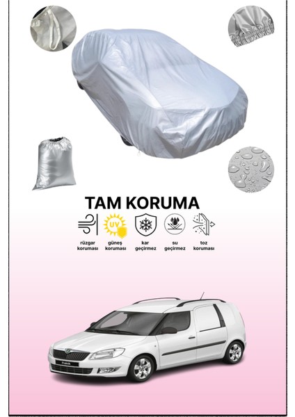 Gri Skoda Praktik Uyumulu Oto Branda, Araba Brandası, Koruyucu Örtü