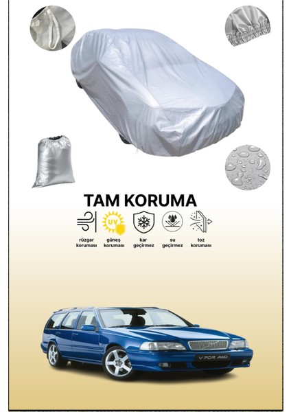 Gri Volvo V70 R 1997 - 1999 Uyumulu Oto Branda, Araba Brandası, Koruyucu Örtü