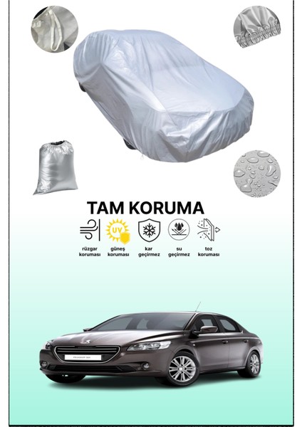 Gri Peugeot 301 2012 - 2016 Uyumulu Oto Branda, Araba Brandası, Koruyucu Örtü