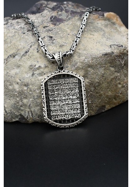 Ayetel Kürsi Yazılı 925 Ayar Gümüş Kolye Kral Zincir 2mm 902428
