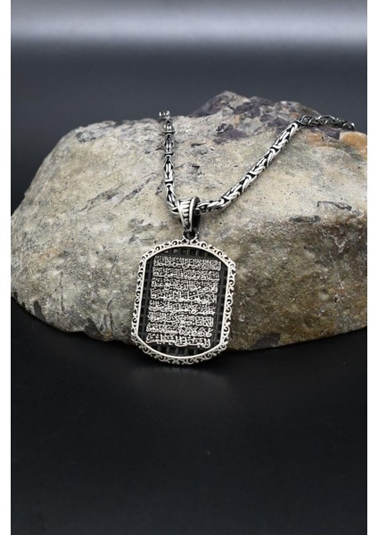 Ayetel Kürsi Yazılı 925 Ayar Gümüş Kolye Kral Zincir 2mm 902428 modelleri