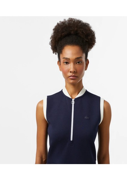 Kadın Regular Fit Kolsuz Yarım Fermuarlı Renk Bloklu Lacivert Elbise fiyatları