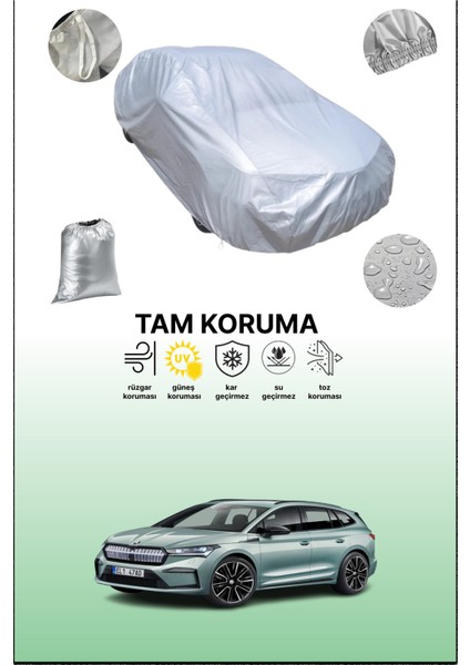 Gri Skoda Enyaq 4 Uyumulu Oto Branda, Araba Brandası, Koruyucu Örtü