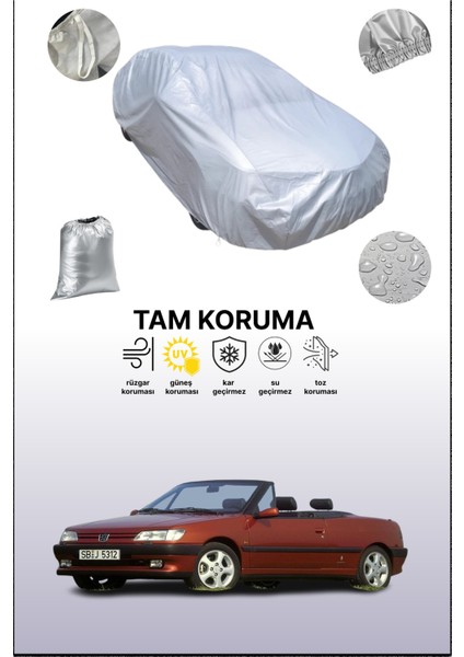 Gri Peugeot 306 Cabriolet 1997 - 2003 Uyumulu Oto Branda, Araba Brandası, Koruyucu Örtü