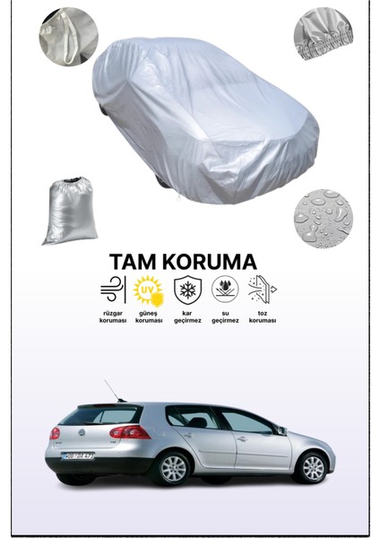 Gri Volkswagen Golf V 5 Kapılı 2003 - 2008 Uyumulu Oto Branda, Araba Brandası, Koruyucu Örtü